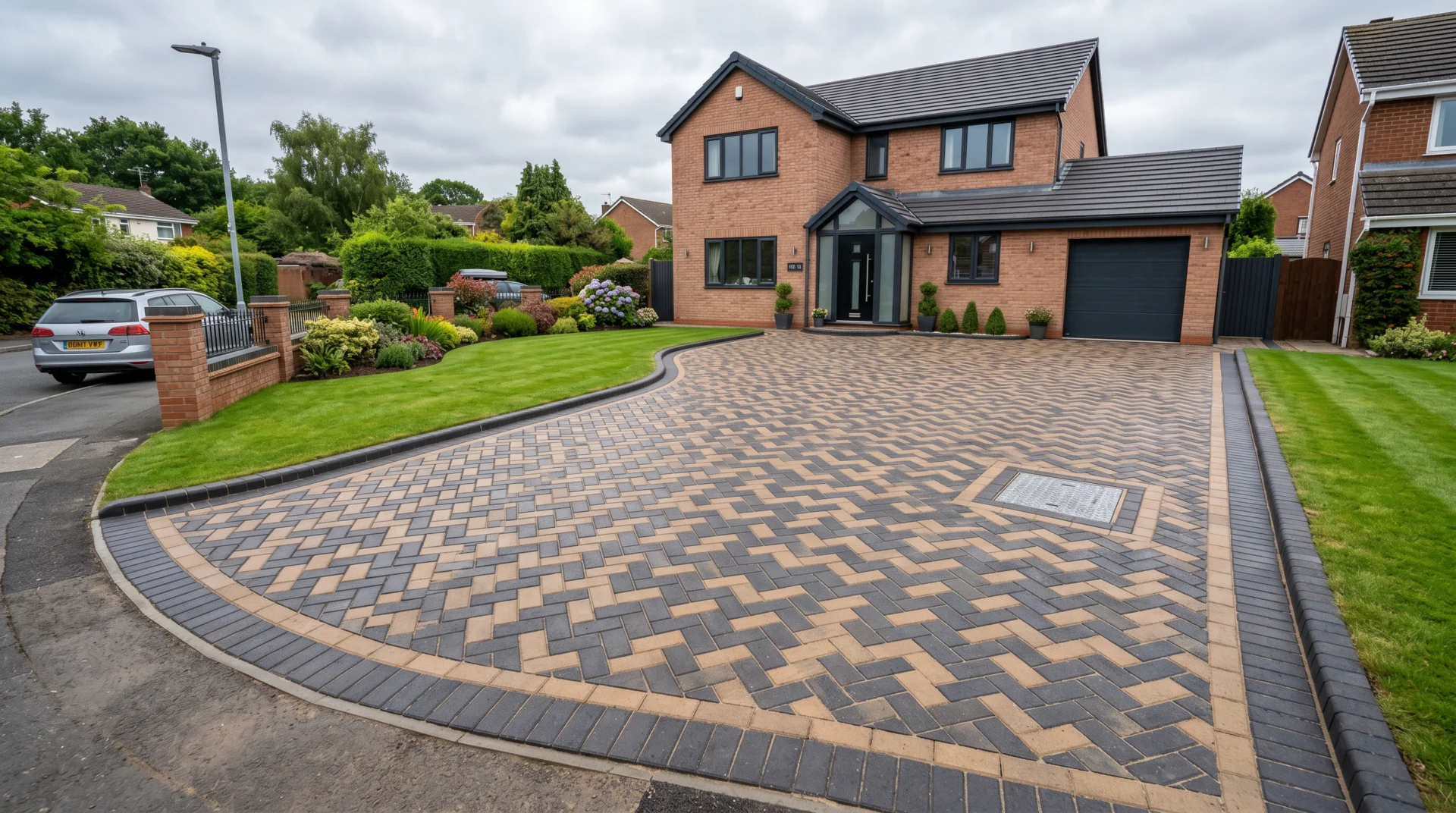 Freshly laid block paving driveway by PML Construction, Huntingdon