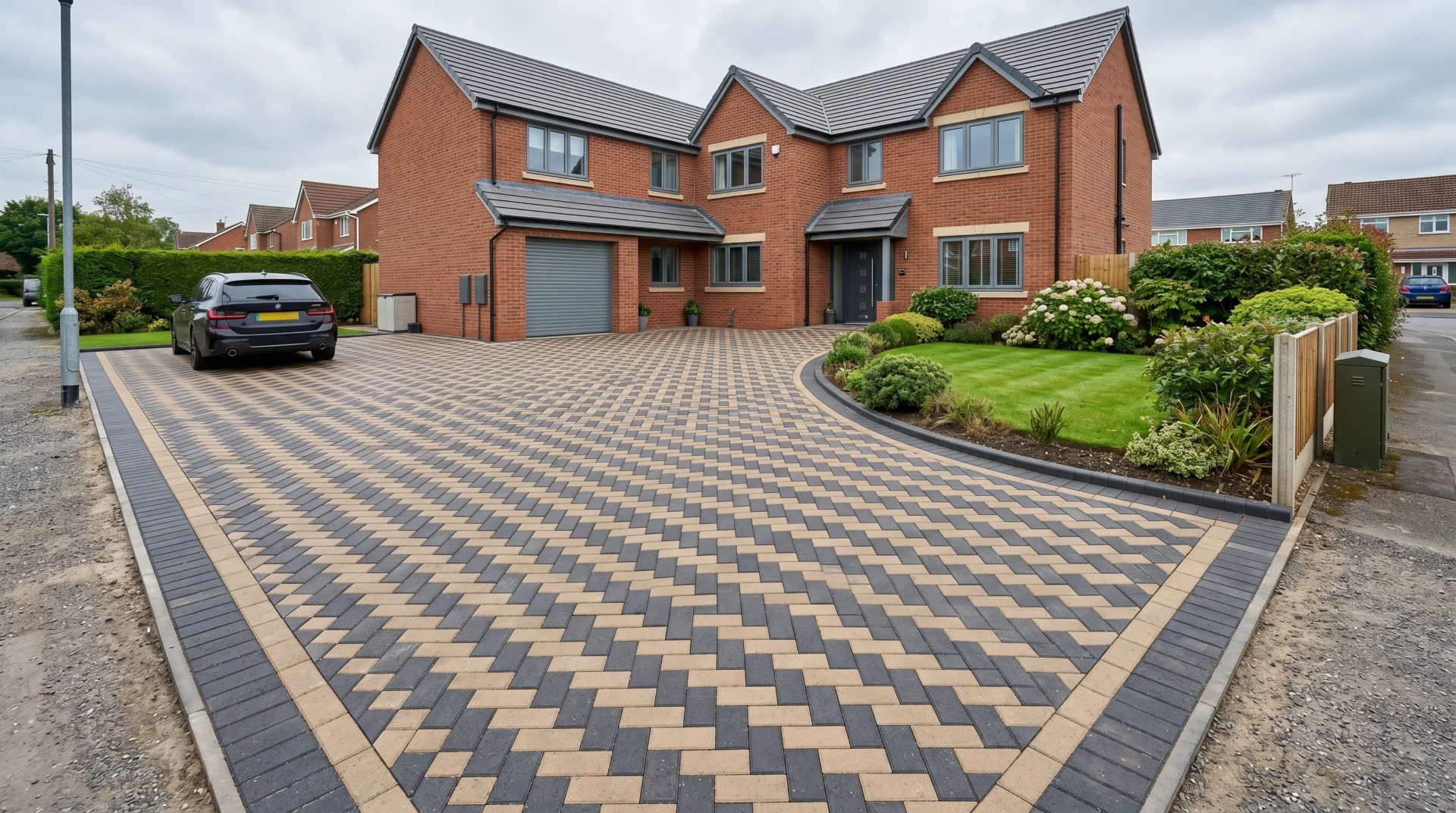 A block paving driveway supplied and laid by PML Construction, Huntingdon, Cambridgeshire