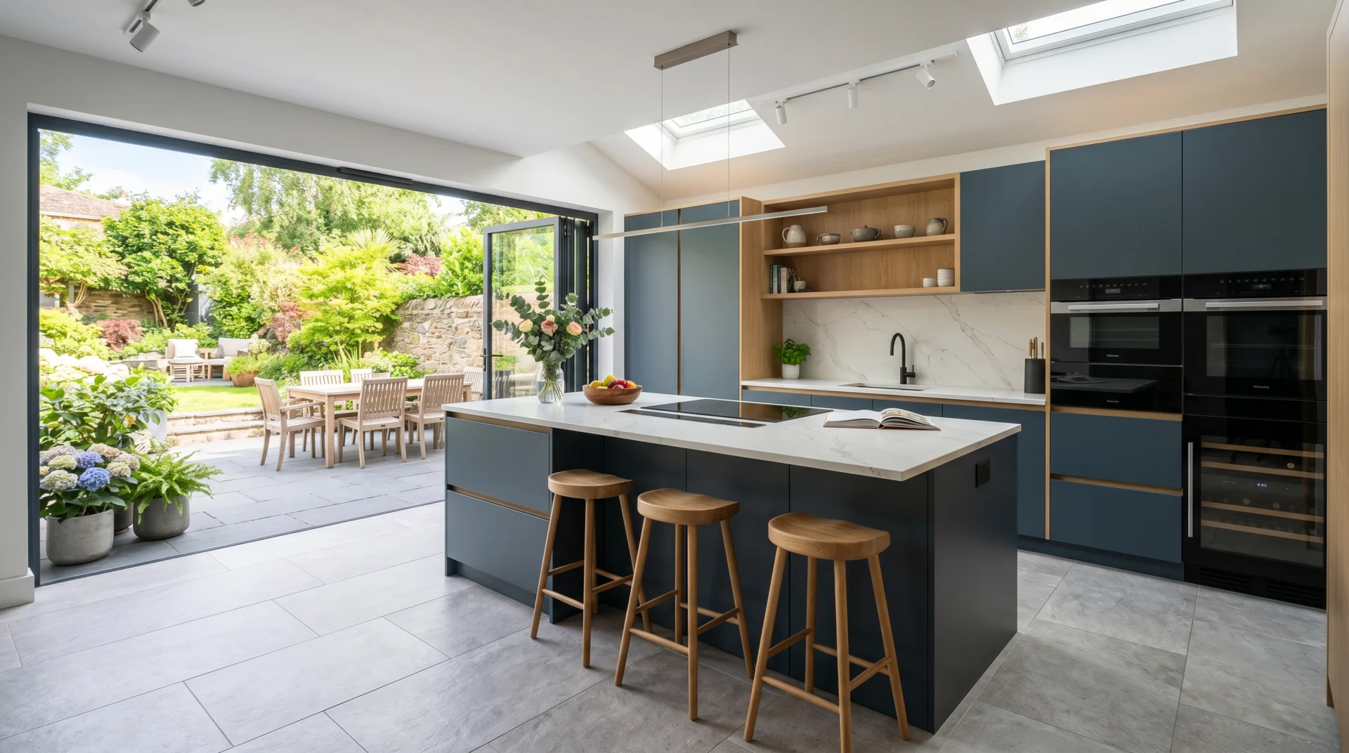 Bespoke handleless kitchen installed by PML Construction, Huntingdon