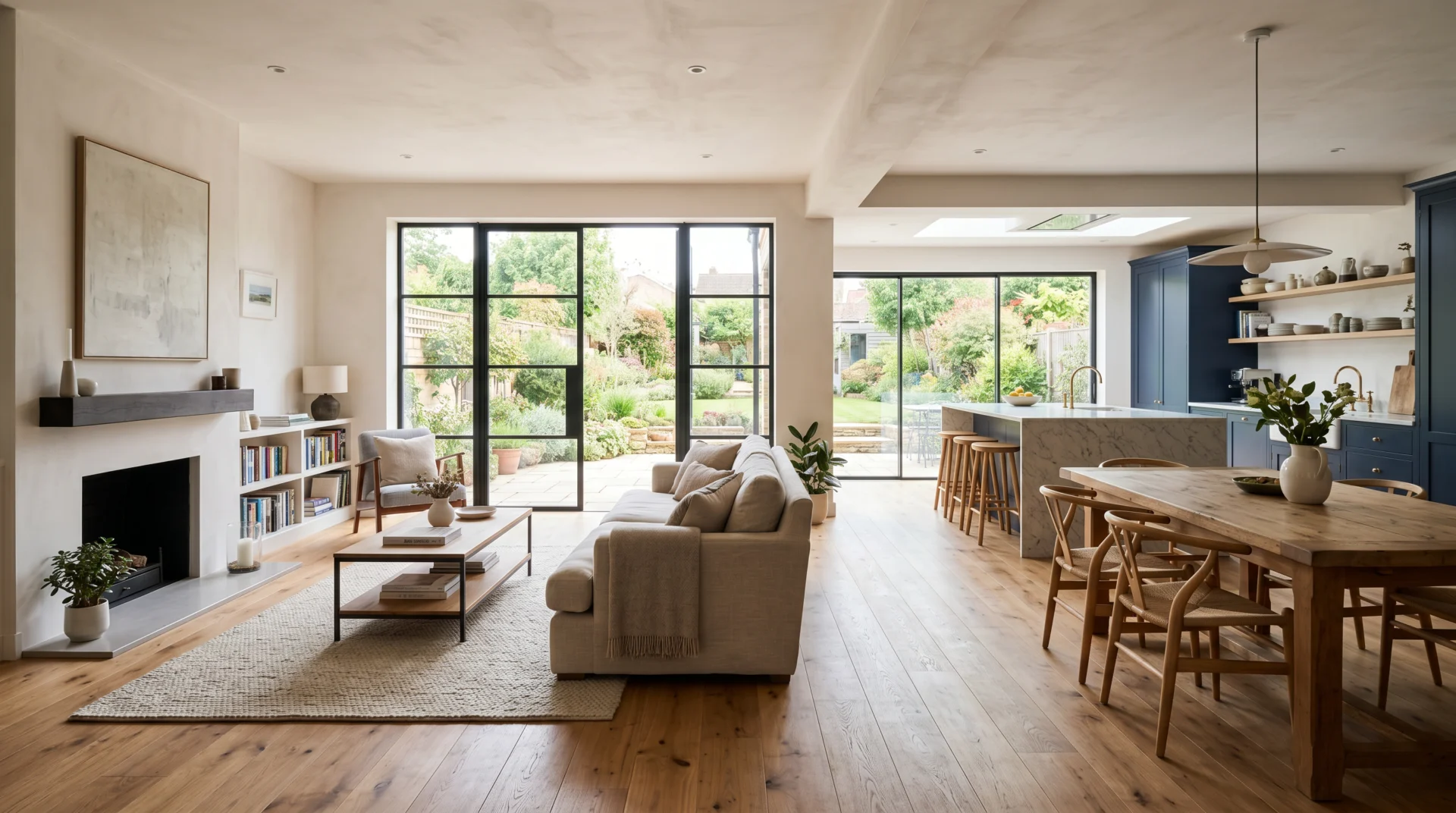 Modern open plan living space renovation by PML Construction, Cambridgeshire